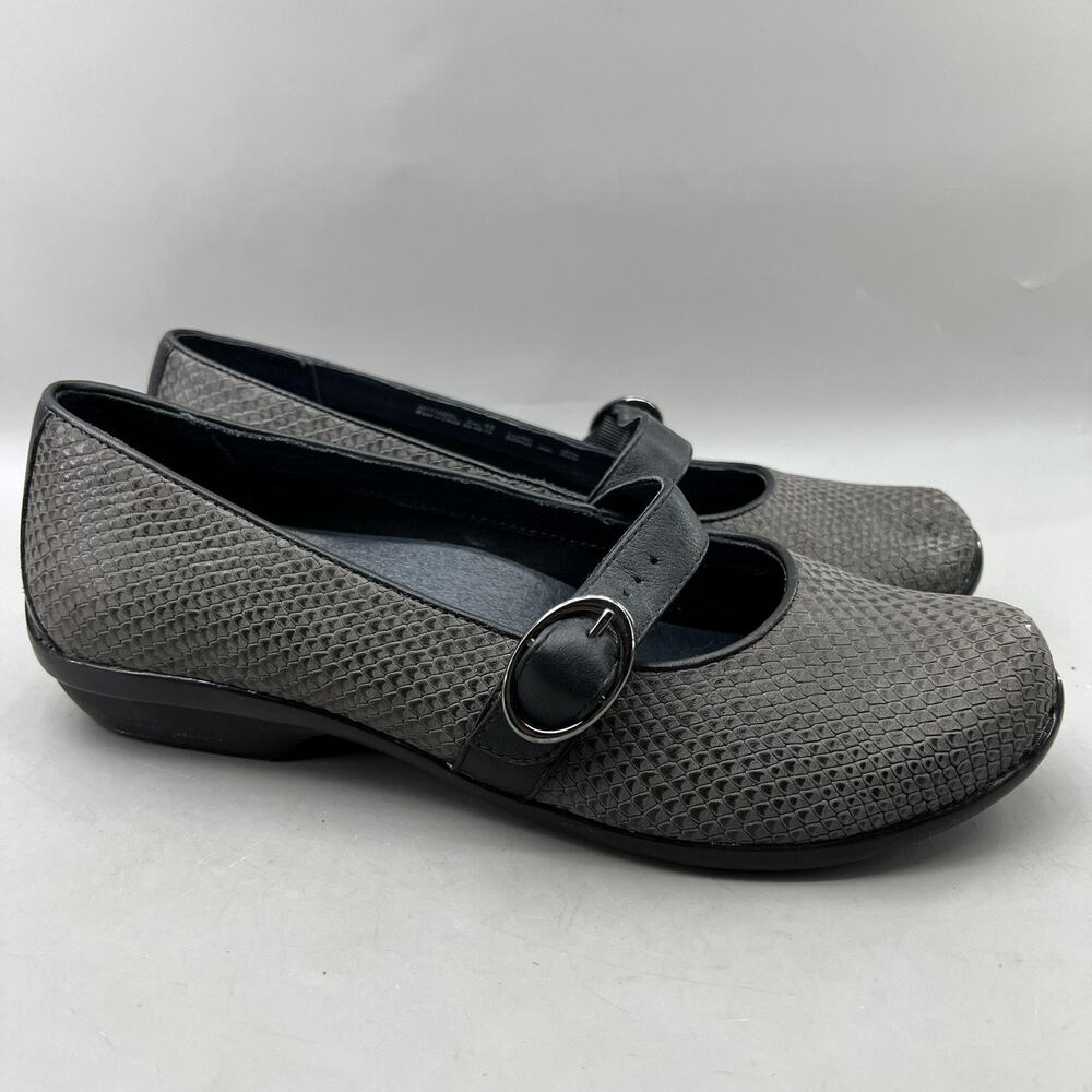 Dansko Orla Mary Jane Shoes Women Size 10 Gray Leather Comfort Walking Flats
